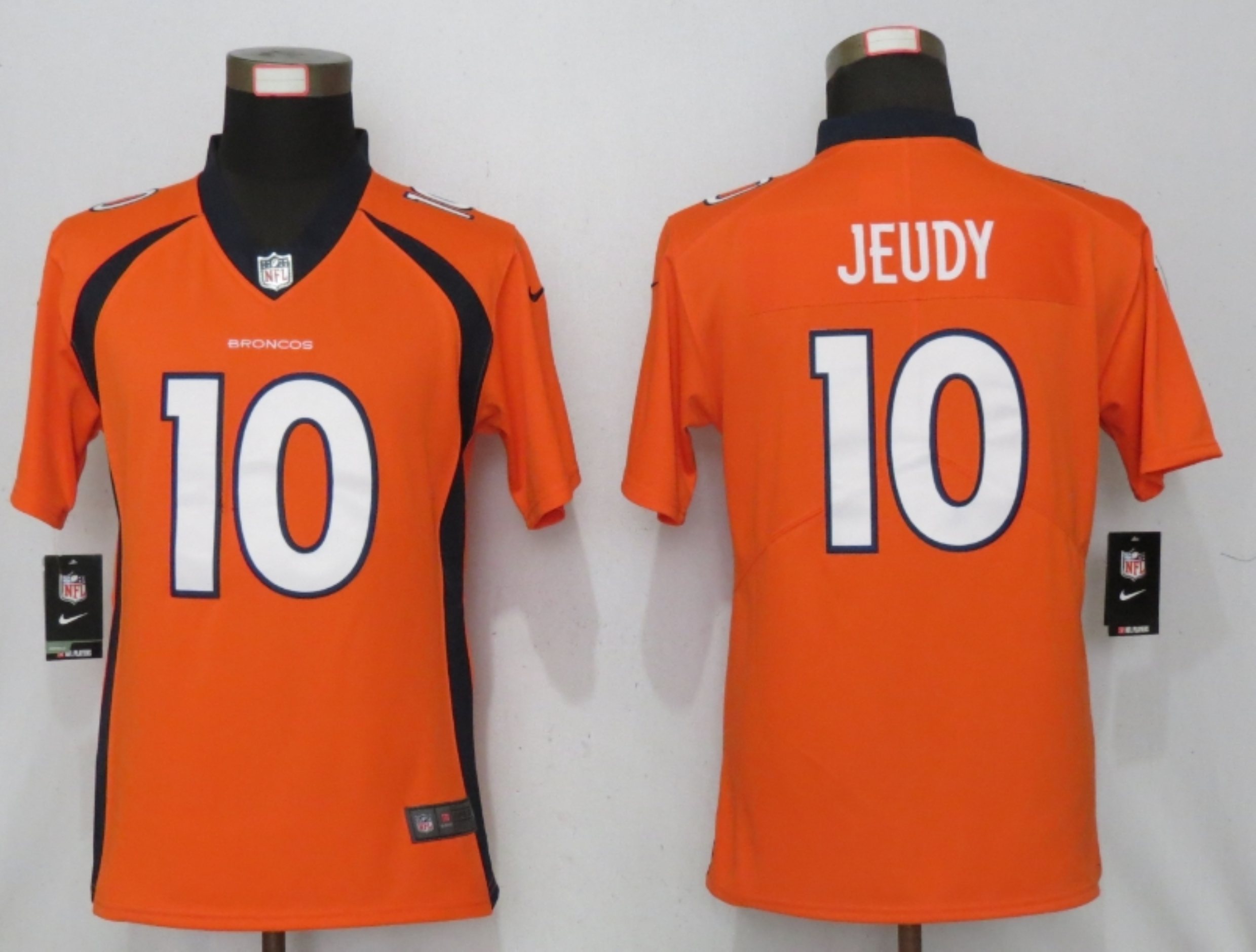 Women NEW Nike Denver Broncos #10 Jeudy Nike Orange Alternate Vapor Elite Playe